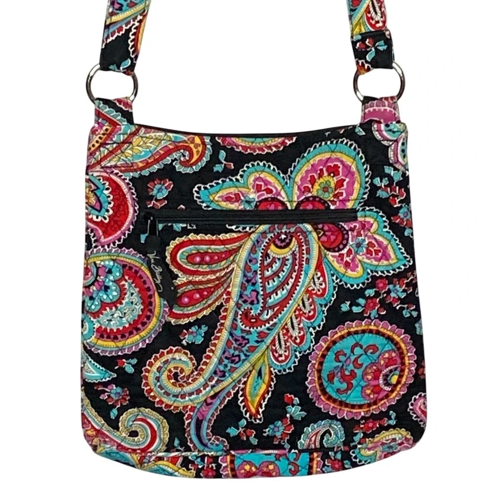 Vera Bradley Womens Parisian Paisley Crossbody Bag Floral Quilted Boho Casual